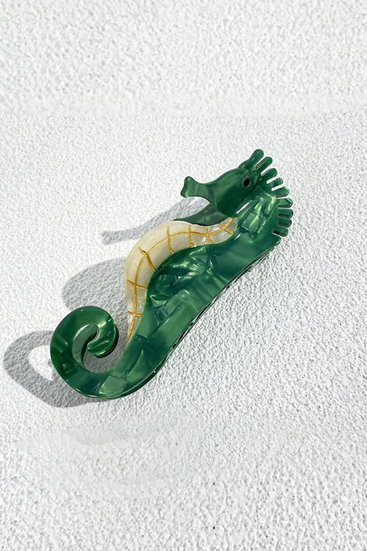 Green Seahorse Luxury Acetate Latch Clasp