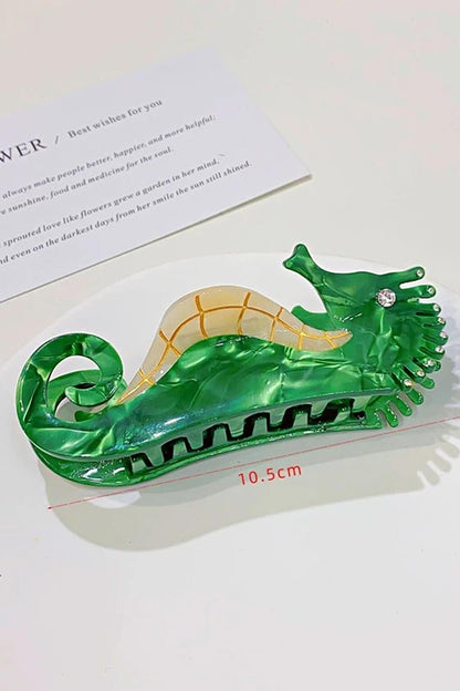 Green Seahorse Luxury Acetate Latch Clasp