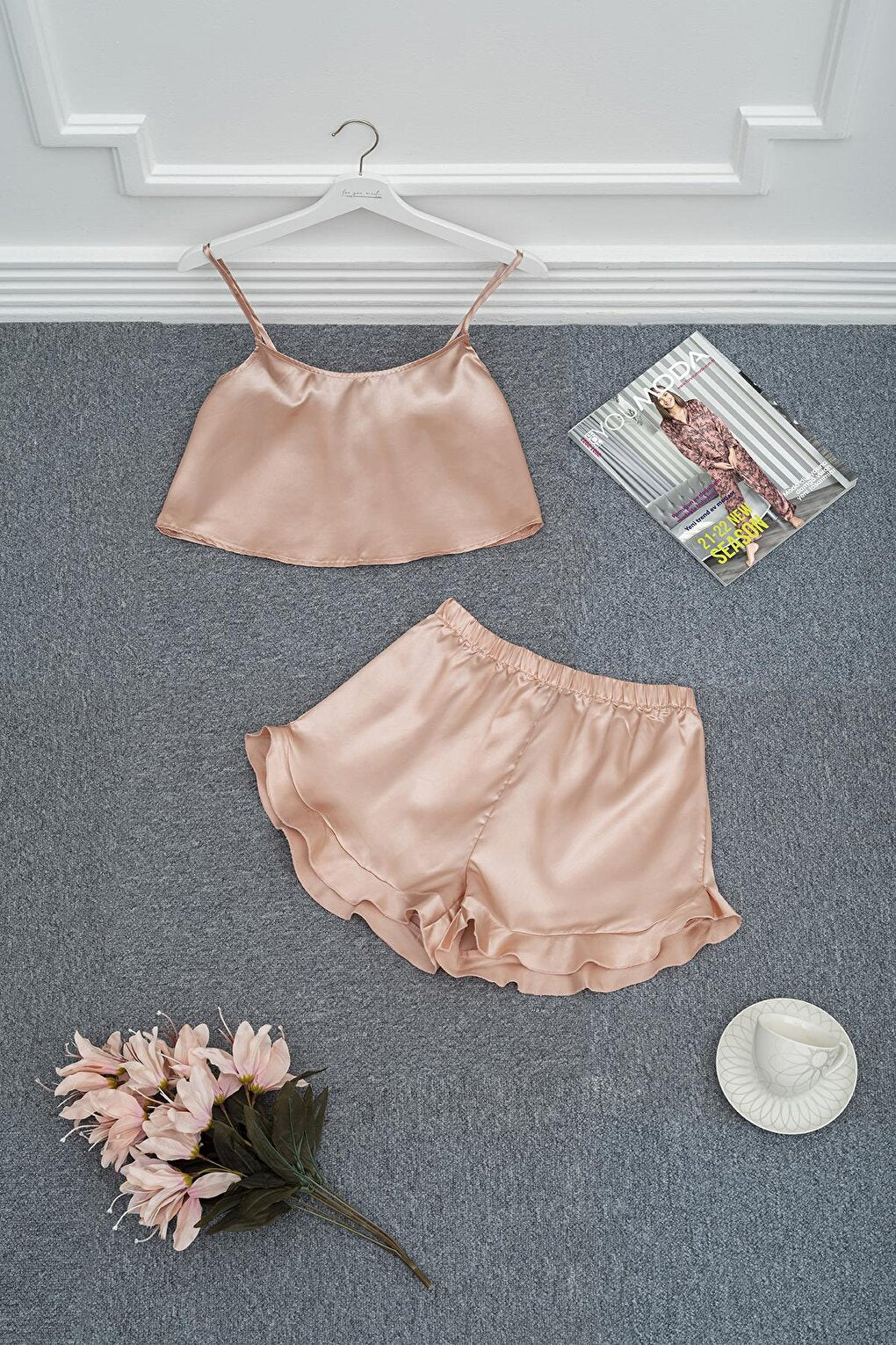 2-Piece Rose Gold Athlete Shorts Set