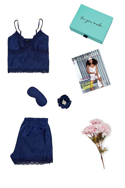 4-Piece Boxed Satin Navy Blue Athlete Shorts Set