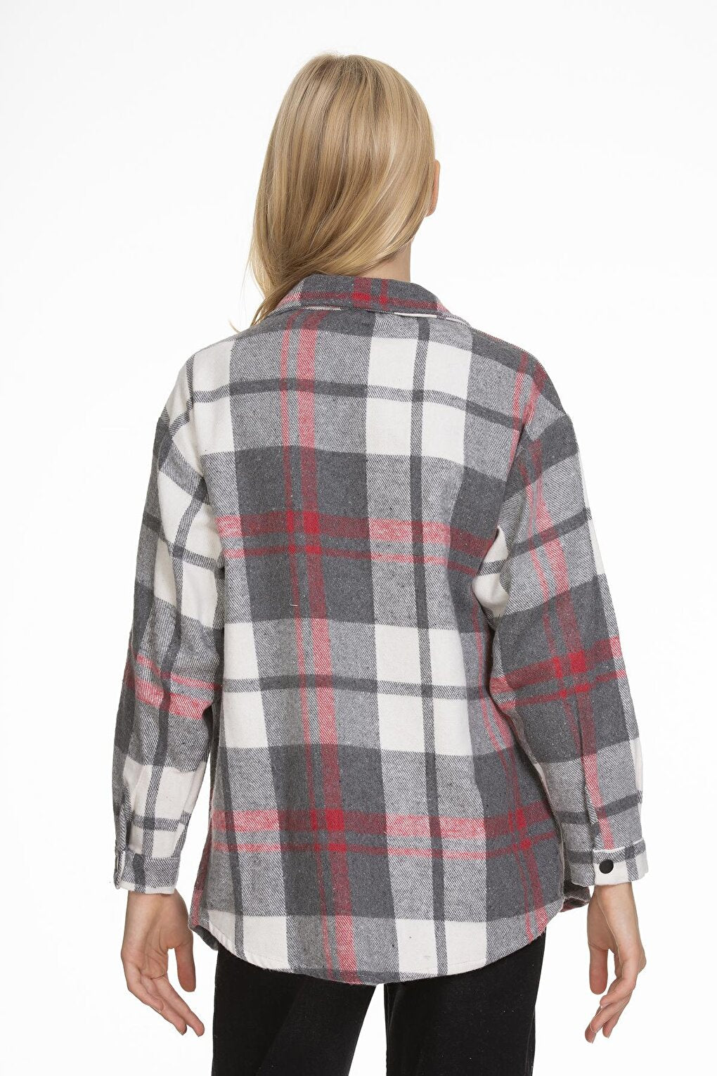 Girl's Leather Pocketed Plaid Shirt 9-14 Years Lx147