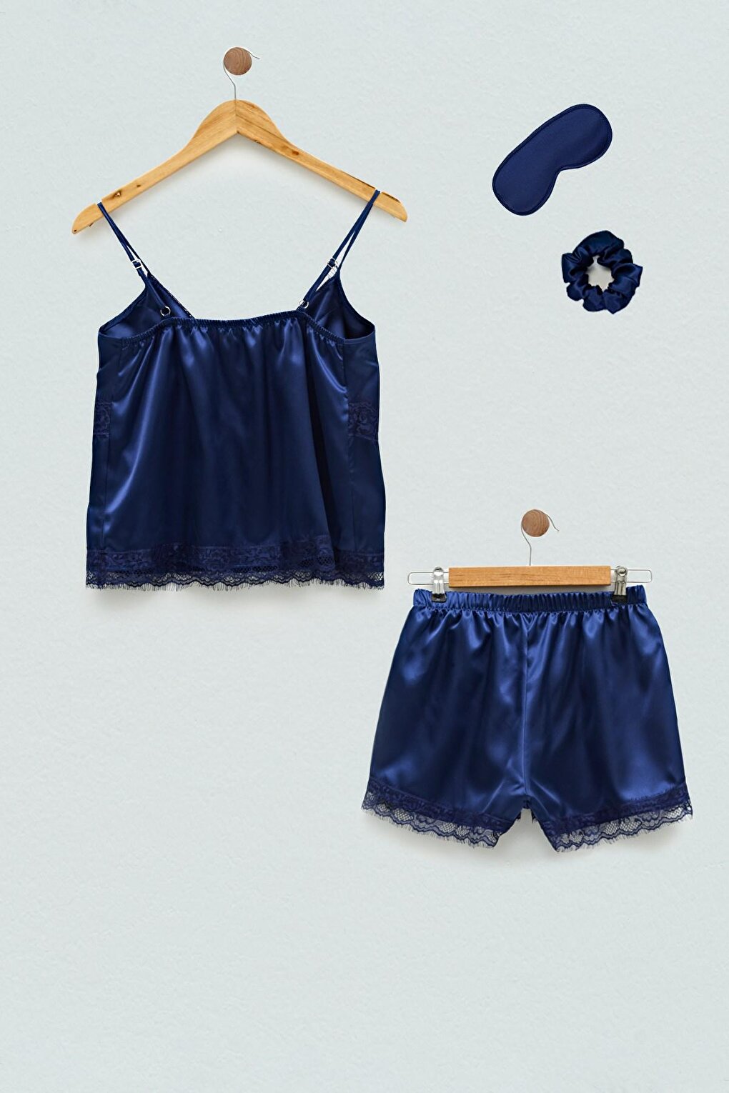 4-Piece Boxed Satin Navy Blue Athlete Shorts Set