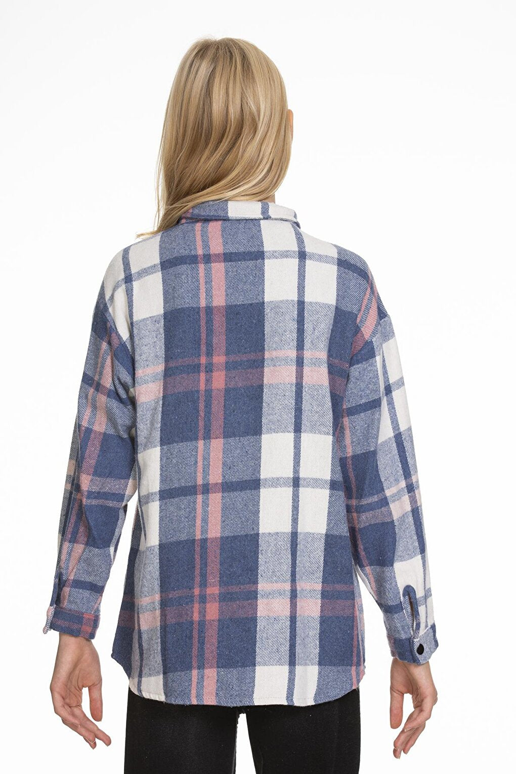 Girl's Leather Pocketed Plaid Shirt 9-14 Years Lx147