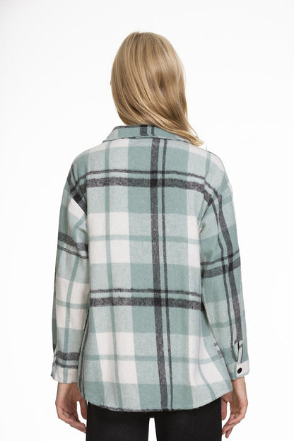 Girl's Leather Pocketed Plaid Shirt 9-14 Years Lx147