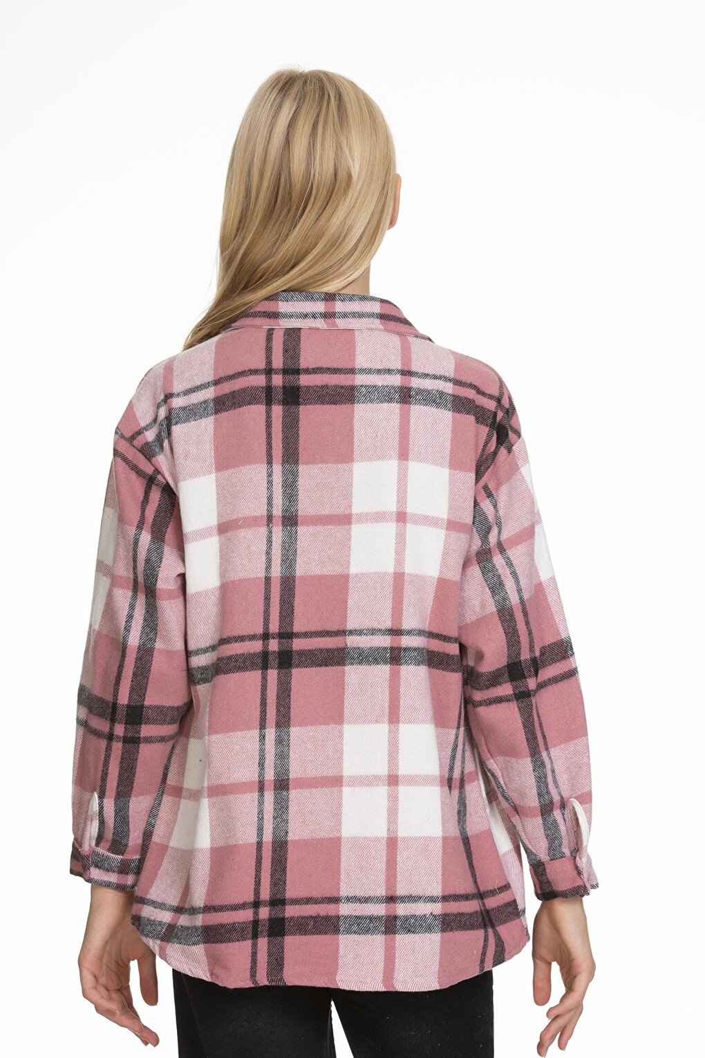 Girl's Leather Pocketed Plaid Shirt 9-14 Years Lx147