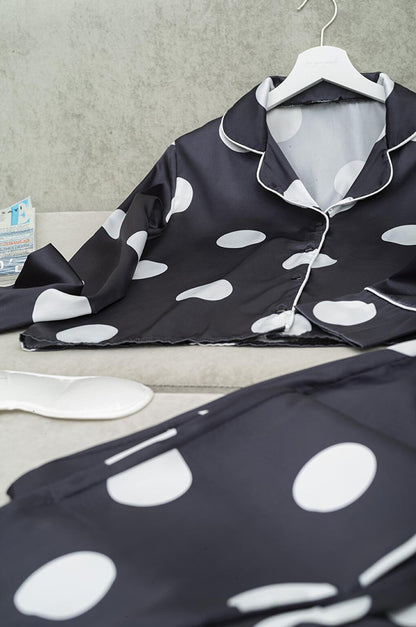 5-Piece Polka Dot Black Pajama Set