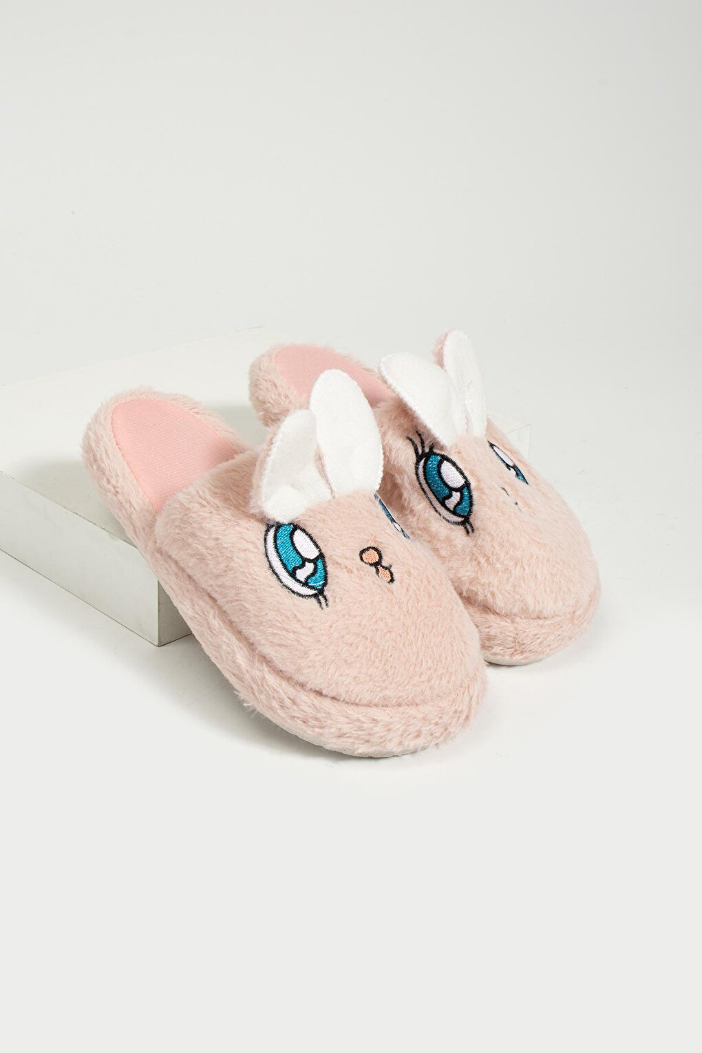 Cute Rabbit Front Closed Inside Fur Thermal Sole Women's Home Slippers P01-18-23Kl