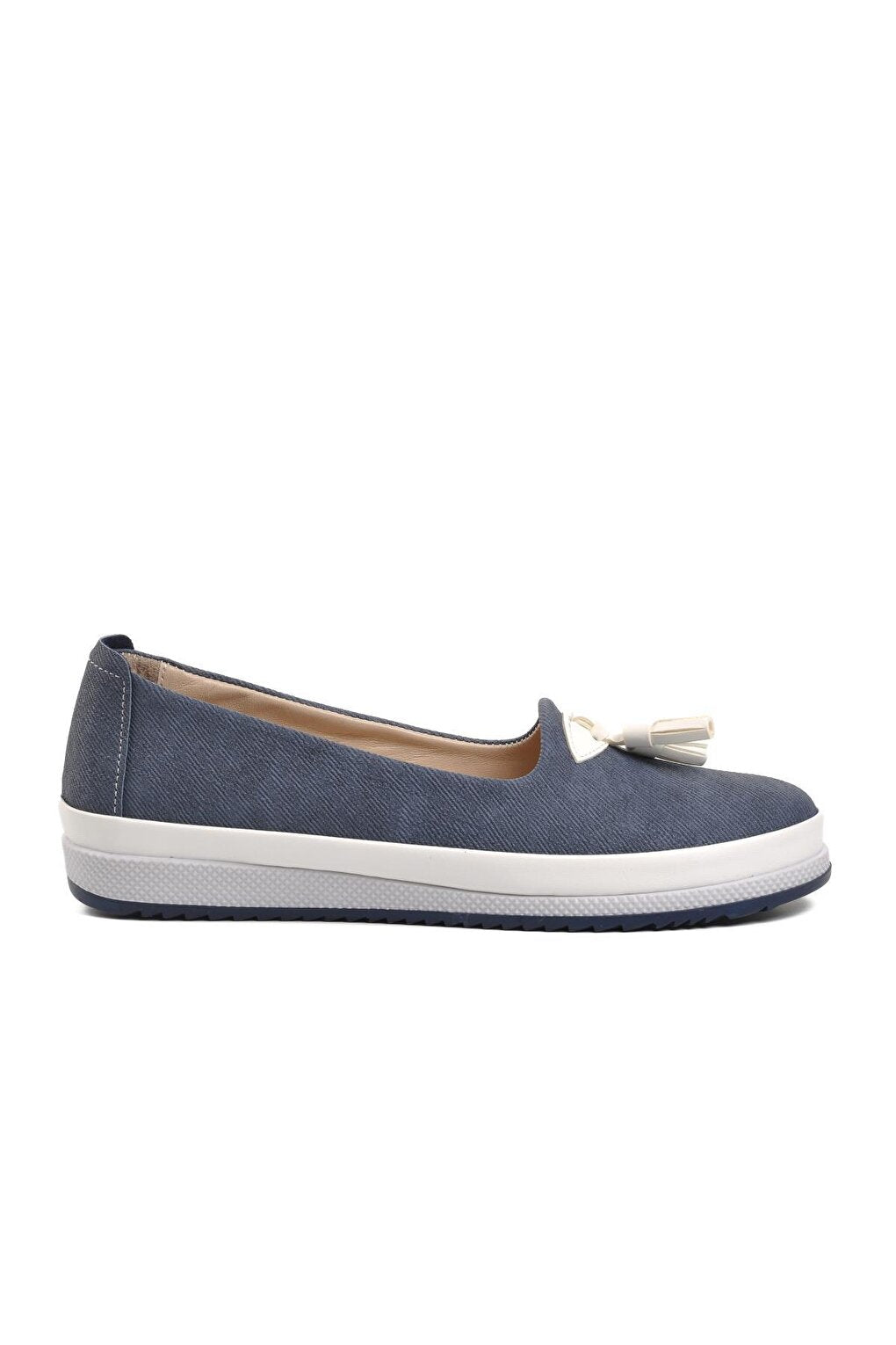 165 Navy Blue-White Genuine Leather Women Casual Shoes