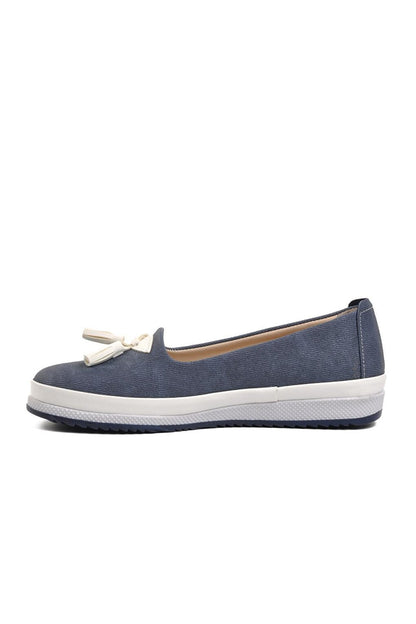 165 Navy Blue-White Genuine Leather Women Casual Shoes