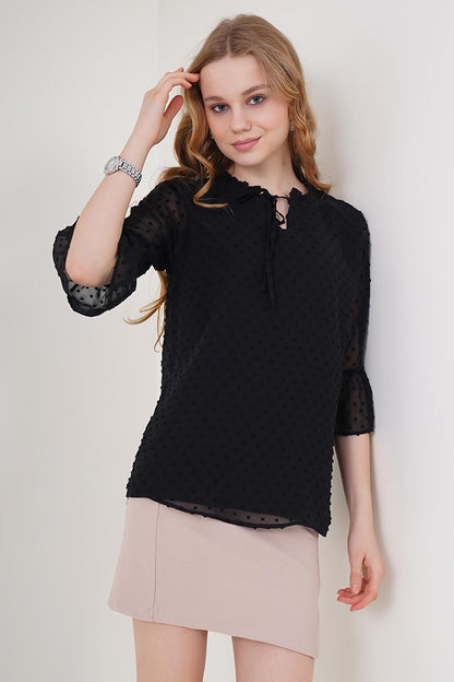 0415 Black Chiffon Blouse