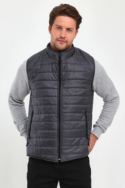 Quilted Stand Collar Men's Vest