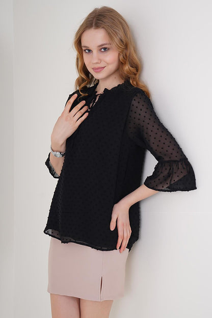 0415 Black Chiffon Blouse