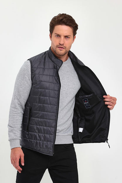 Quilted Stand Collar Men's Vest