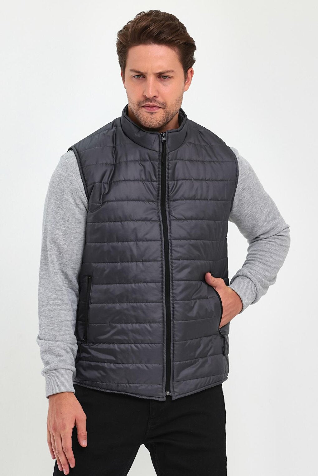 Quilted Stand Collar Men's Vest