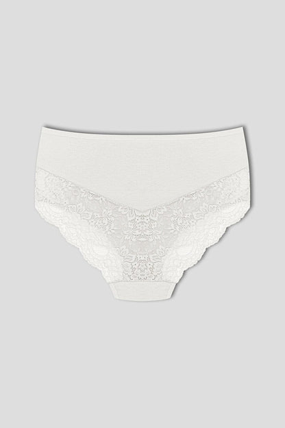 Cotton Front Sides and Back V Lace Detail High Waist Plus Size Women's Panties