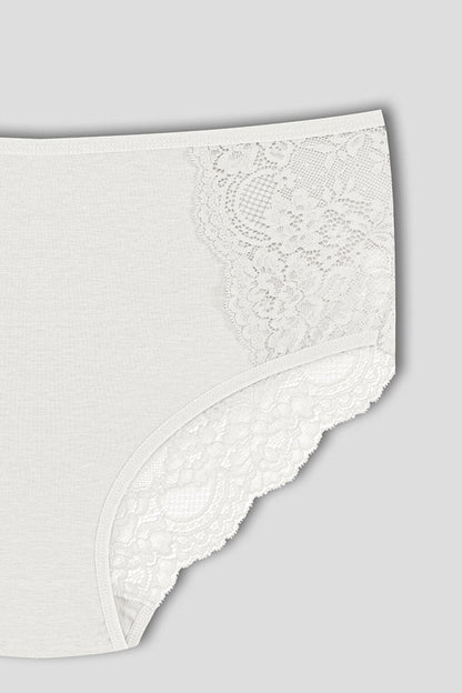 Cotton Front Sides and Back V Lace Detail High Waist Plus Size Women's Panties