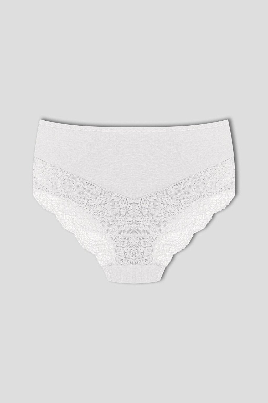 Cotton Front Sides and Back V Lace Detail High Waist Plus Size Women's Panties 3-Piece