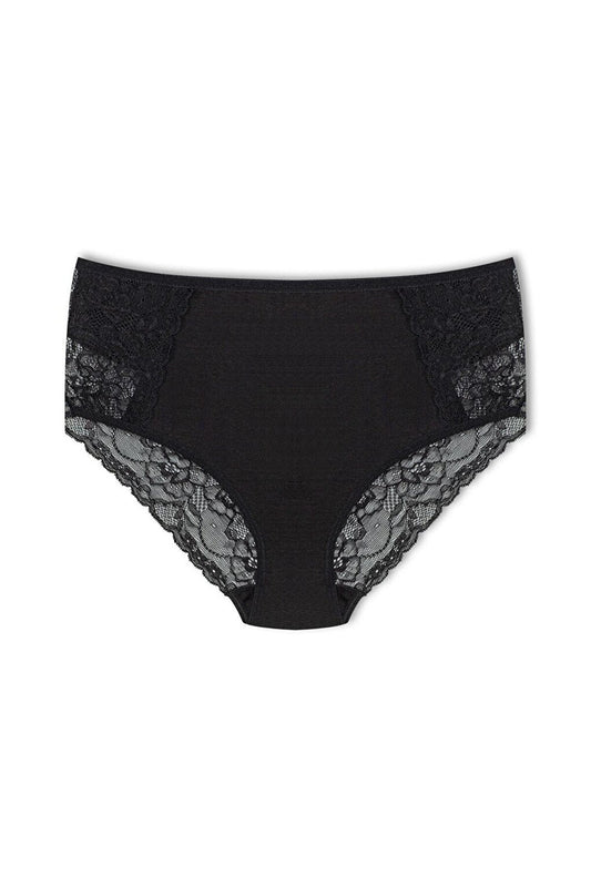 Cotton Front Sides and Back V Lace Detail High Waist Plus Size Women's Panties