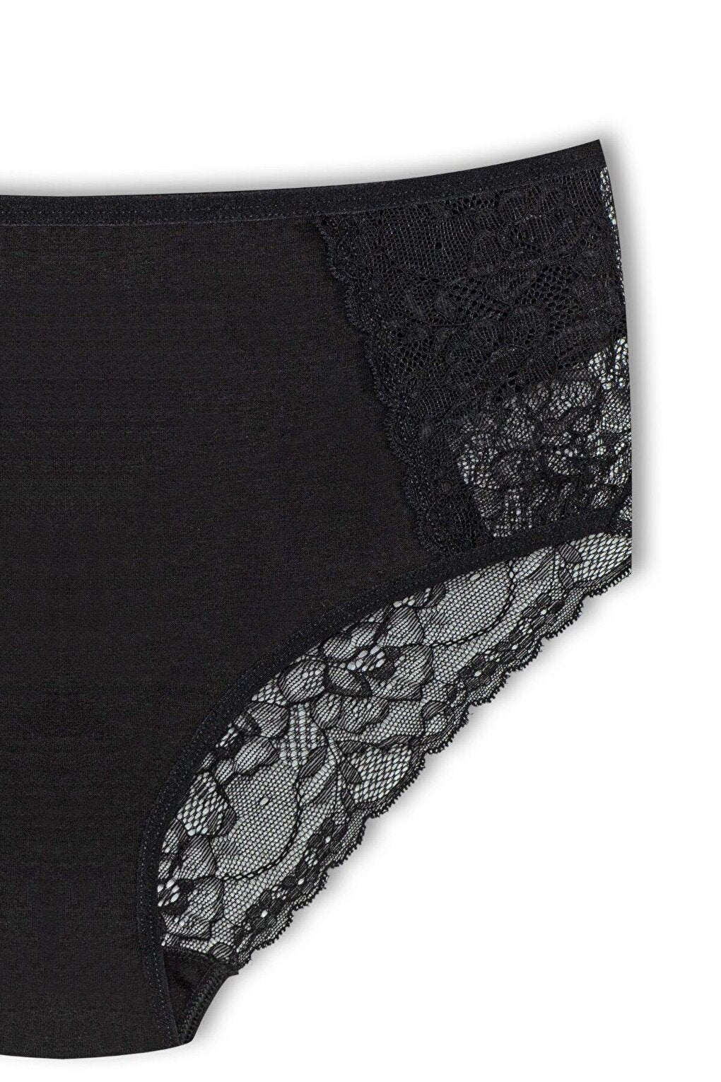 Cotton Front Sides and Back V Lace Detail High Waist Plus Size Women's Panties