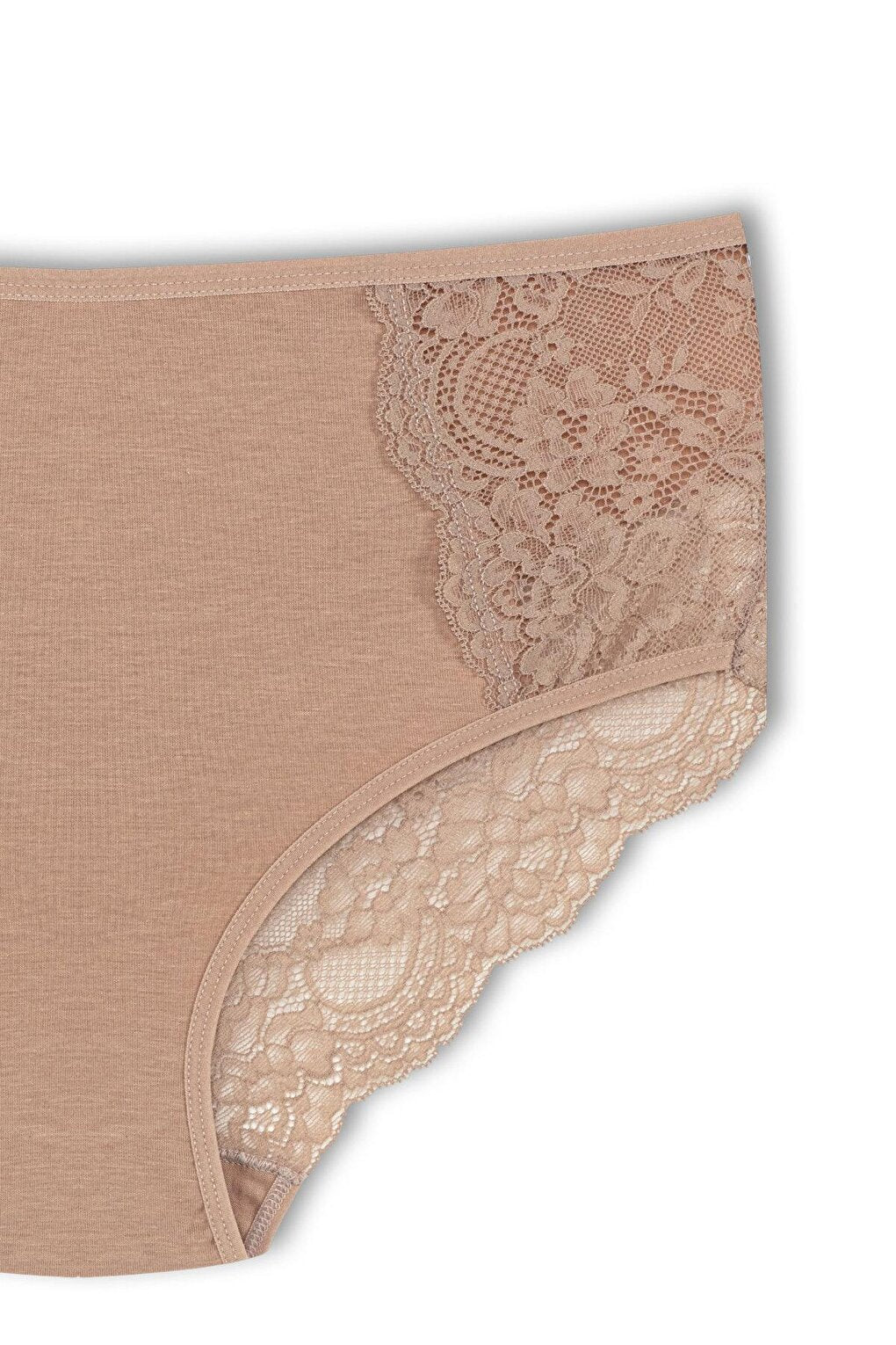 Cotton Front Sides and Back V Lace Detail High Waist Plus Size Women's Panties