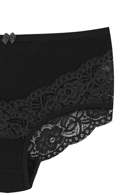 Cotton Back and Front V Lace High Waist Plus Size Women's Panties 7-pack