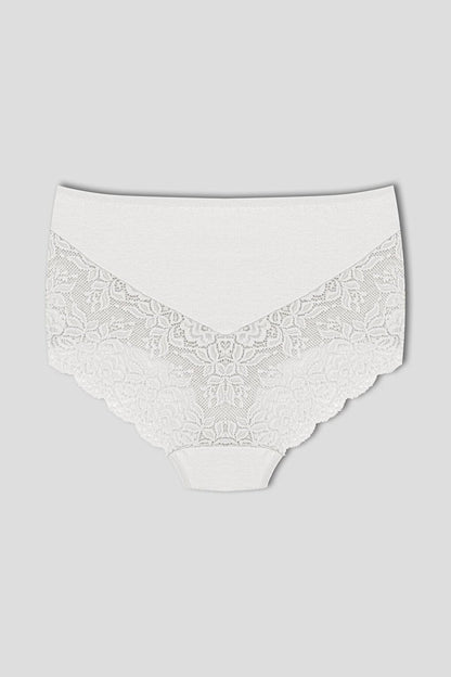 Cotton Back and Front V Lace High Waist Plus Size Women's Panties 5-pack