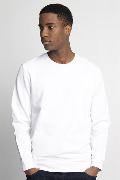 Cotton Crew Neck Basic Unisex White Sweatshirt