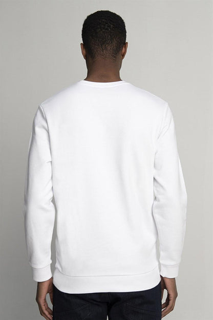 Cotton Crew Neck Basic Unisex White Sweatshirt