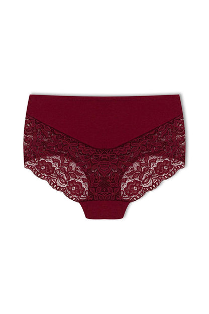 Cotton Back and Front V Lace High Waist Plus Size Women's Panties 3-Piece