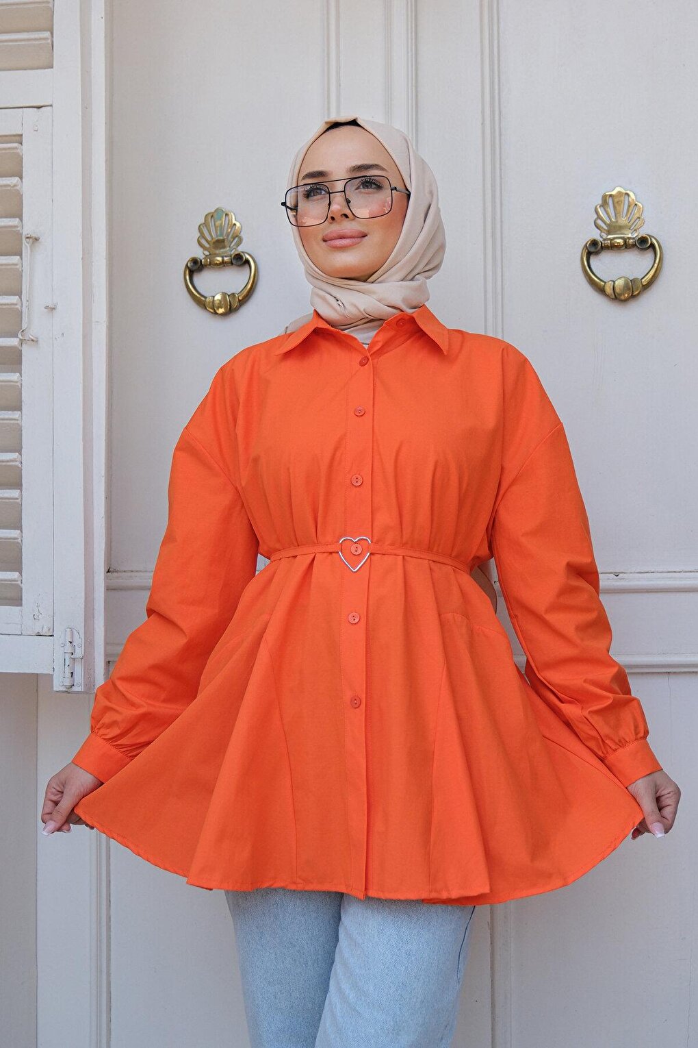 Shirt with Heart Accessories Orange