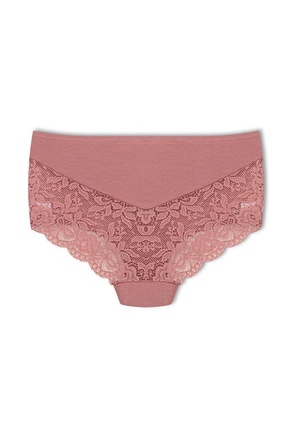 Cotton Back and Front V Lace High Waist Plus Size Women's Panties 3-Piece