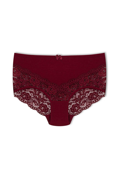 Cotton Back and Front V Lace High Waist Plus Size Women's Panties 2-pack