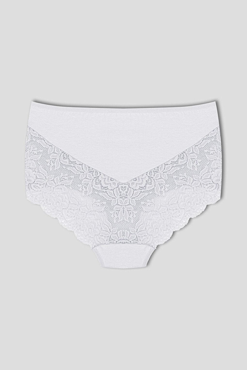 Cotton Back and Front V Lace High Waist Plus Size Women's Panties 3-Piece