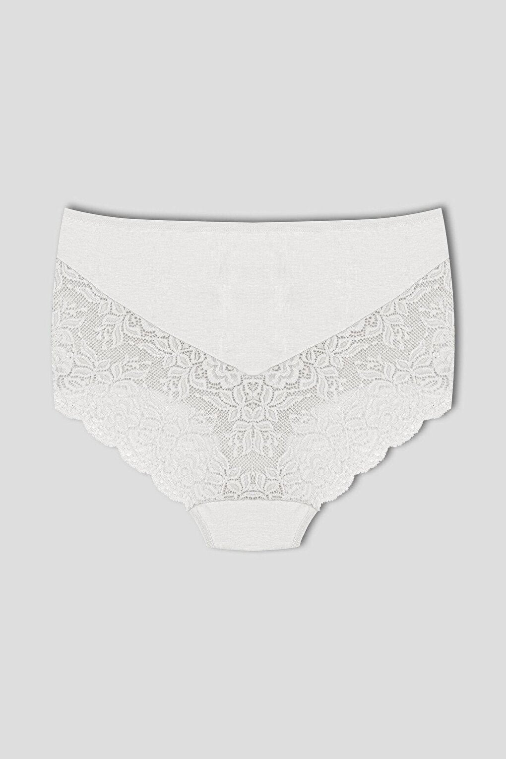 Cotton Back and Front V Lace High Waist Plus Size Women's Panties 3-Piece