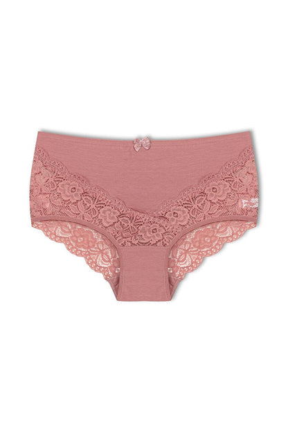 Cotton Back and Front V Lace High Waist Plus Size Women's Panties