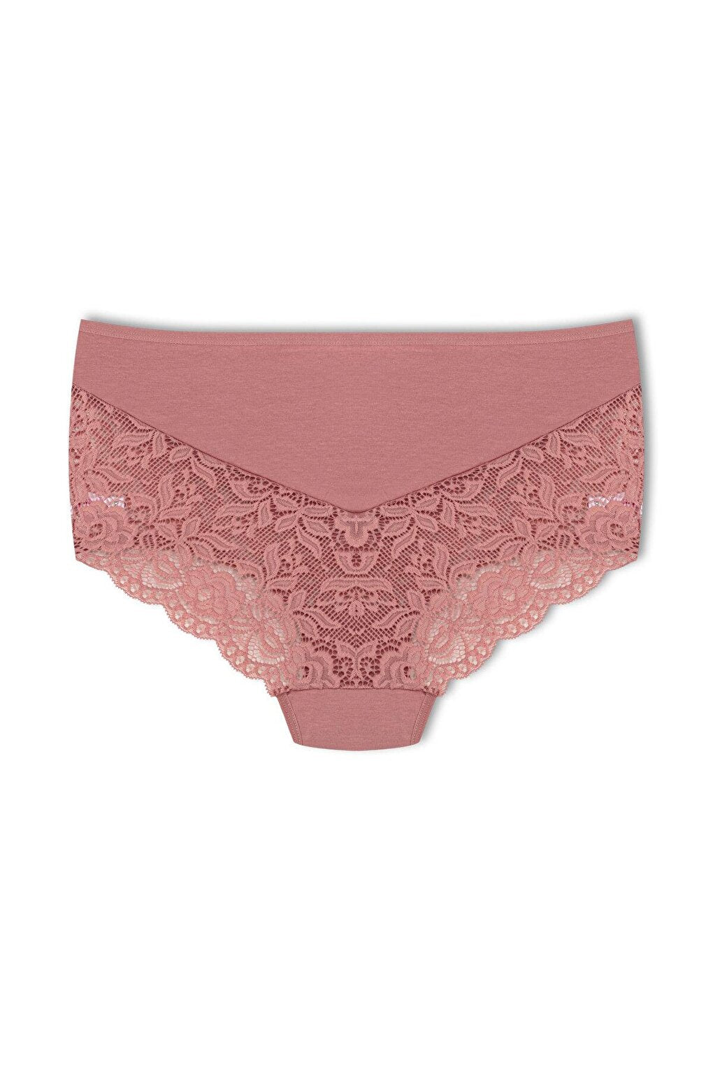 Cotton Back and Front V Lace High Waist Plus Size Women's Panties