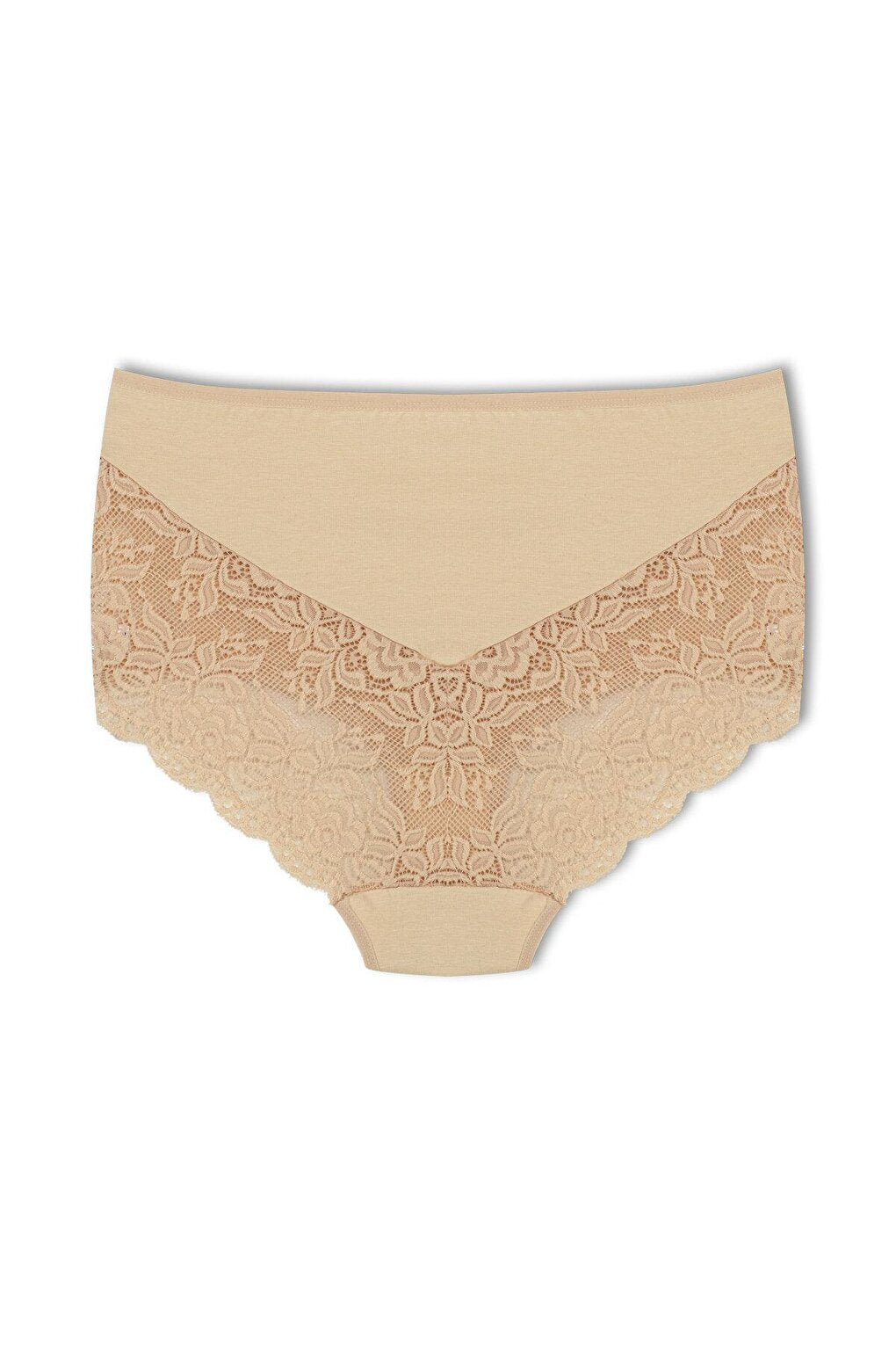 Cotton Back and Front V Lace High Waist Plus Size Women's Panties