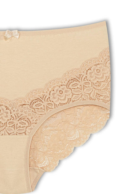 Cotton Back and Front V Lace High Waist Plus Size Women's Panties