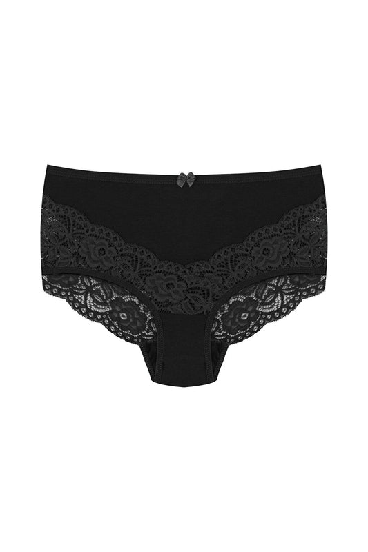 Cotton Back and Front V Lace High Waist Plus Size Women's Panties