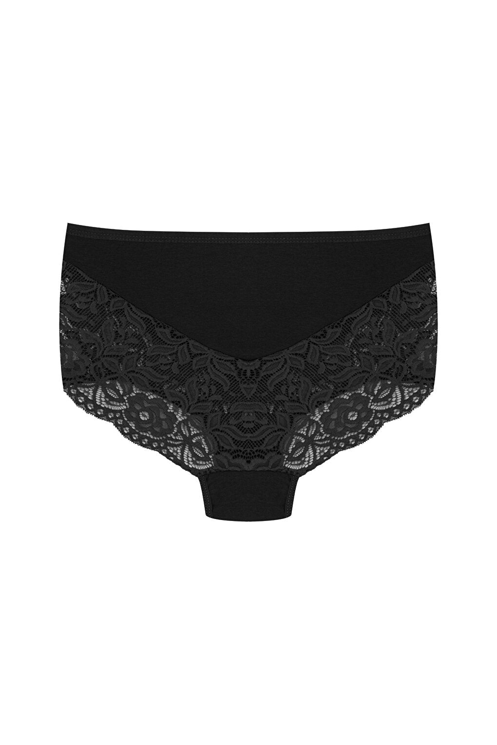 Cotton Back and Front V Lace High Waist Plus Size Women's Panties