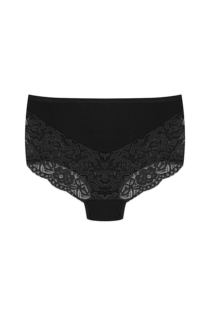 Cotton Back and Front V Lace High Waist Plus Size Women's Panties