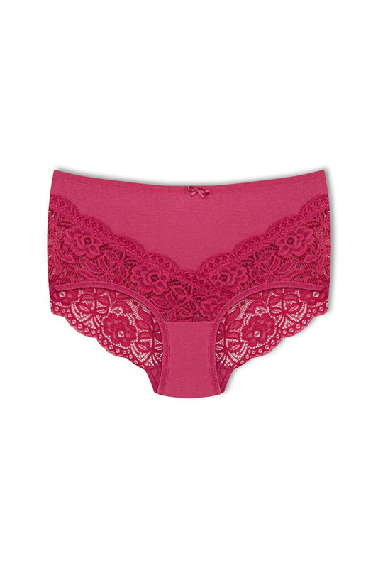 Cotton Back and Front V Lace High Waist Plus Size Women's Panties