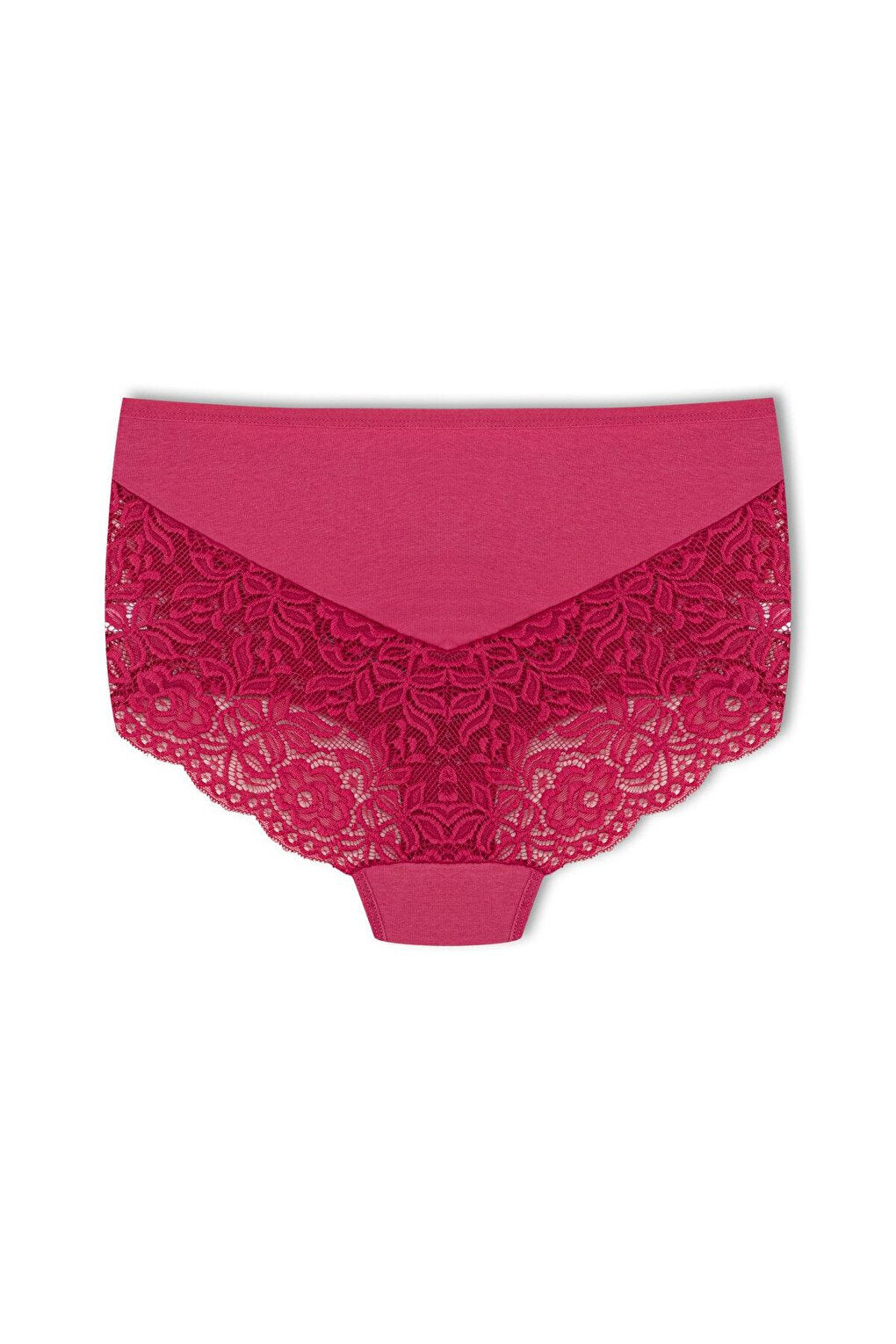 Cotton Back and Front V Lace High Waist Plus Size Women's Panties