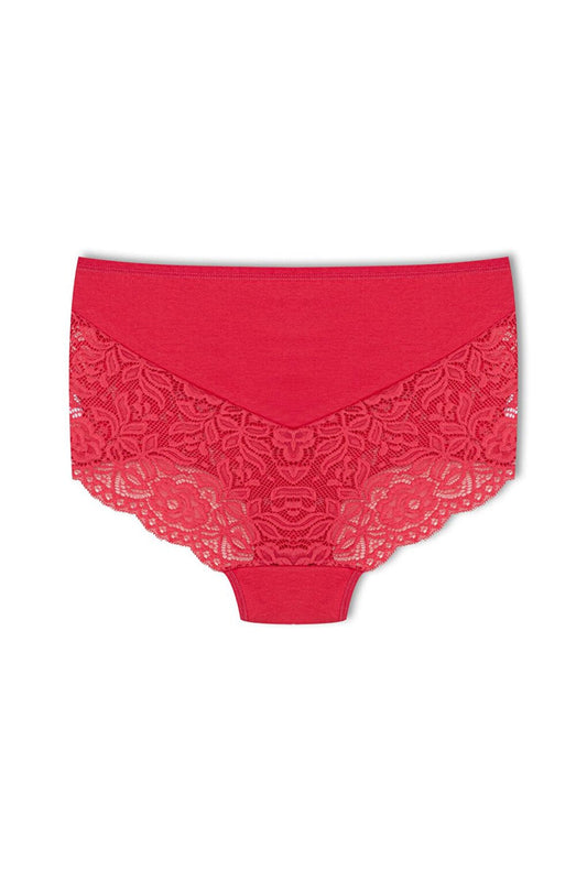 Cotton Back and Front V Lace High Waist Plus Size Women's Panties