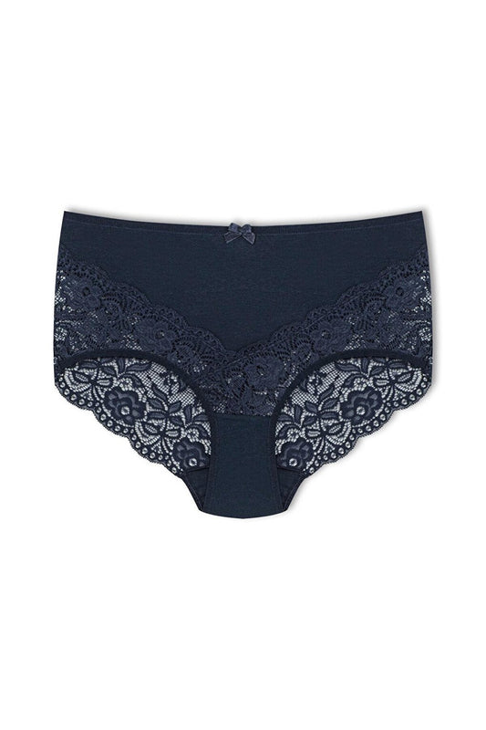 Cotton Back and Front V Lace High Waist Plus Size Women's Panties