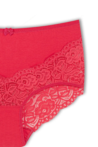 Cotton Back and Front V Lace High Waist Plus Size Women's Panties