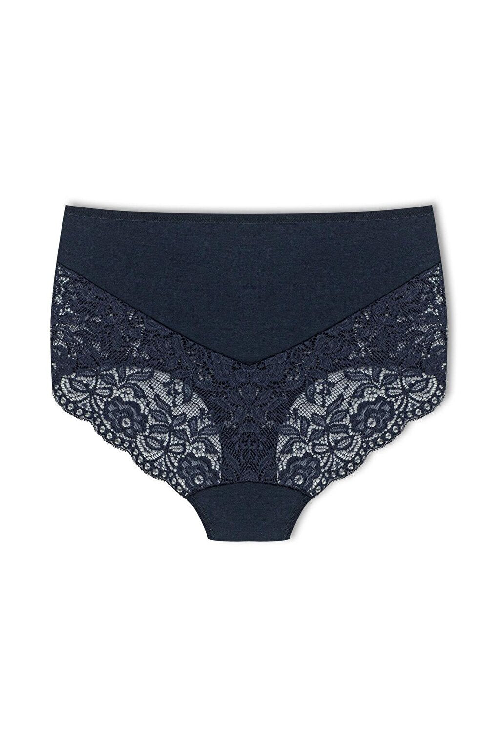 Cotton Back and Front V Lace High Waist Plus Size Women's Panties