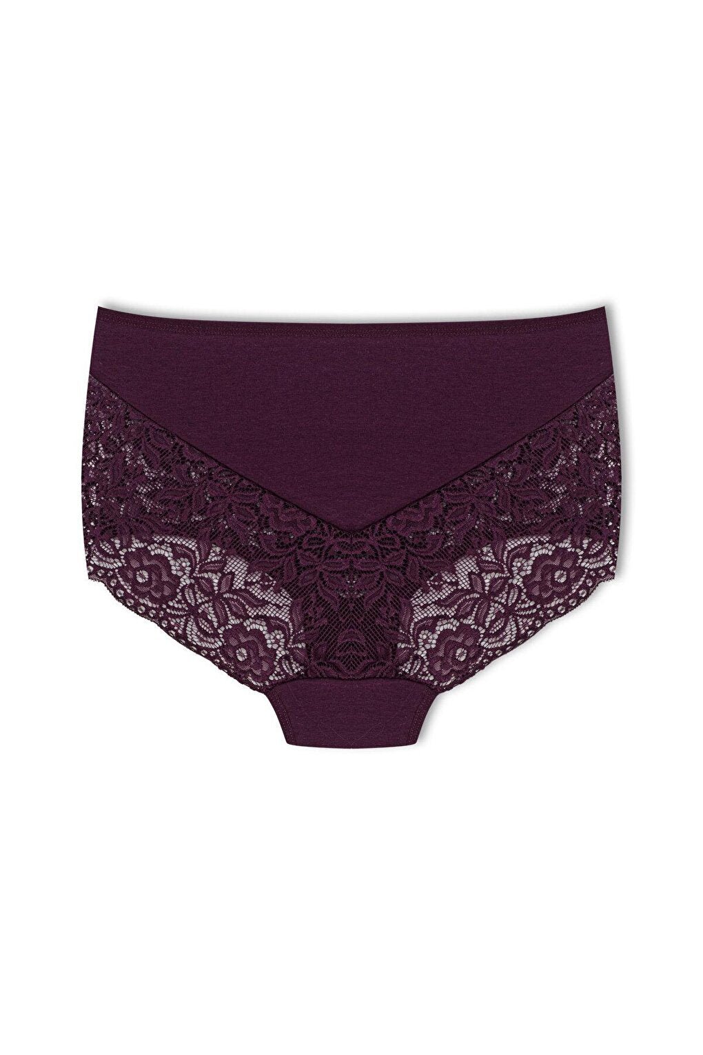 Cotton Back and Front V Lace High Waist Plus Size Women's Panties