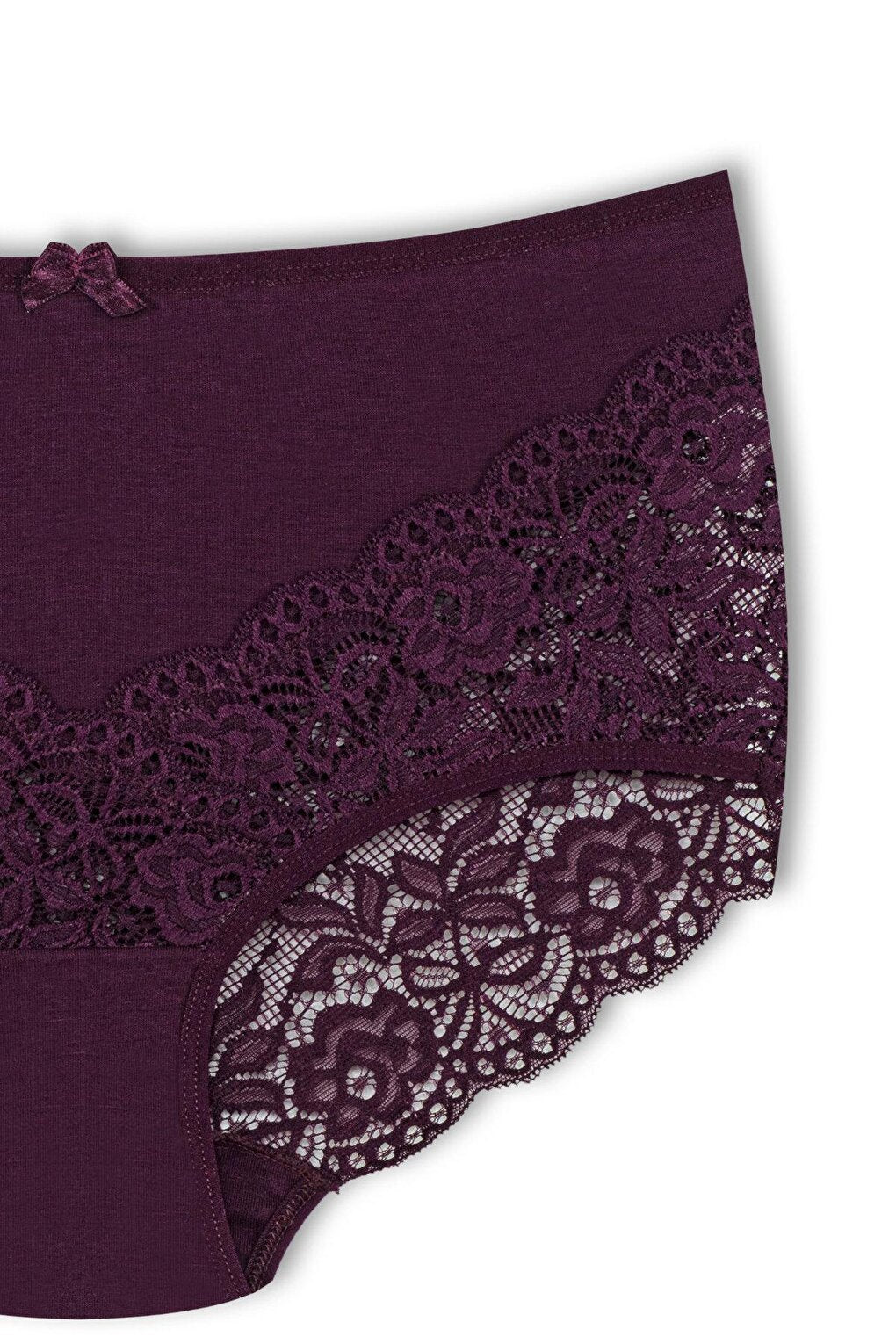 Cotton Back and Front V Lace High Waist Plus Size Women's Panties