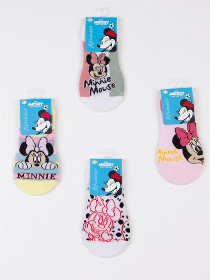 Minnie Mouse Licensed Kids 4 Pairs Sneakers Socks 19826